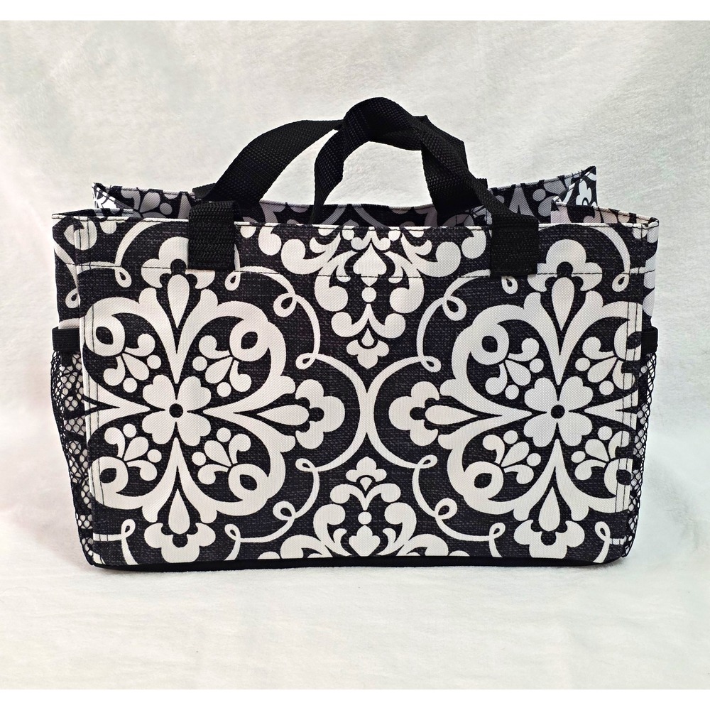 Thirty-One All In Organizer Bag Medallion Medley Black White Damask Tote NWT